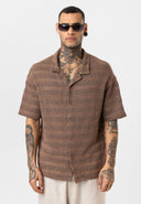 Maurice Oversize Lapel Collar Knit Short Sleeve Shirt