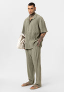 Arjen Pleated Oversize Short Sleeve Shirt Wide Leg Trousers Set