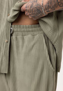 Arjen Pleated Oversize Short Sleeve Shirt Wide Leg Trousers Set