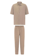 Arjen Pleated Oversize Short Sleeve Shirt Wide Leg Trousers Set