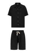 Theo Oversize Side Pocket Lapel Collar Shirt Short Set