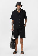 Theo Oversize Side Pocket Lapel Collar Shirt Short Set