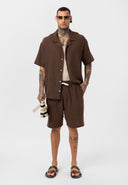 Theo Oversize Side Pocket Lapel Collar Shirt Short Set