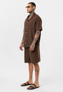 Theo Oversize Side Pocket Lapel Collar Shirt Short Set