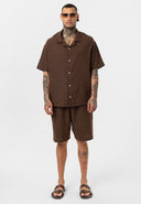 Theo Oversize Side Pocket Lapel Collar Shirt Short Set