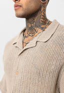 Frans Oversize Lapel Collar Knit Short Sleeve Shirt