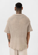 Frans Oversize Lapel Collar Knit Short Sleeve Shirt