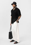 Frans Oversize Lapel Collar Knit Short Sleeve Shirt