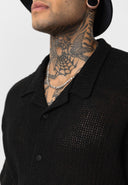 Frans Oversize Lapel Collar Knit Short Sleeve Shirt