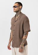 Frans Oversize Lapel Collar Knit Short Sleeve Shirt
