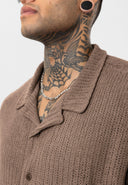 Frans Oversize Lapel Collar Knit Short Sleeve Shirt