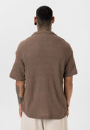 Frans Oversize Lapel Collar Knit Short Sleeve Shirt