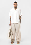 Damian Oversize Embroidery Lapel Collar Short Sleeve Shirt
