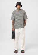 Pim Oversize Crewneck Knitted Striped Short Sleeve T-shirt