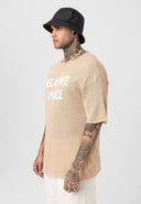 Rene Oversize Crewneck Motto Printed Short Sleeve T-shirt