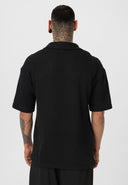 Michel Oversize Lapel Collar Motto Printed Short Sleeve T-shirt