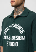Michel Oversize Lapel Collar Motto Printed Short Sleeve T-shirt