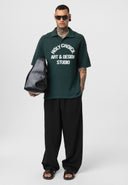 Michel Oversize Lapel Collar Motto Printed Short Sleeve T-shirt