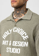 Michel Oversize Lapel Collar Motto Printed Short Sleeve T-shirt