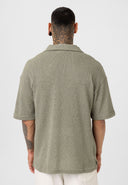 Michel Oversize Lapel Collar Motto Printed Short Sleeve T-shirt