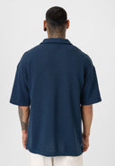 Michel Oversize Lapel Collar Motto Printed Short Sleeve T-shirt