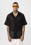 Arjan Oversize Short Sleeve Lapel Collar Knit Shirt
