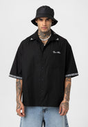 Simon Oversize Kent Collar Embroidery Detailed Short Sleeve Shirt