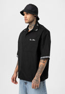 Simon Oversize Kent Collar Embroidery Detailed Short Sleeve Shirt