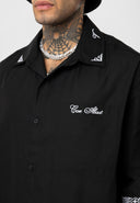 Simon Oversize Kent Collar Embroidery Detailed Short Sleeve Shirt