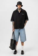 Simon Oversize Kent Collar Embroidery Detailed Short Sleeve Shirt