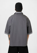 Simon Oversize Kent Collar Embroidery Detailed Short Sleeve Shirt