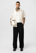 Edwin Oversize Lapel Collar Slightly Transparent Short Sleeve Shirt