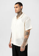 Edwin Oversize Lapel Collar Slightly Transparent Short Sleeve Shirt