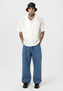 Edwin Oversize Lapel Collar Slightly Transparent Short Sleeve Shirt