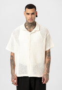 Edwin Oversize Lapel Collar Slightly Transparent Short Sleeve Shirt