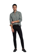 Men’s Green Floral Print Long Sleeve Shirt
