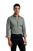 Men’s Green Floral Print Long Sleeve Shirt